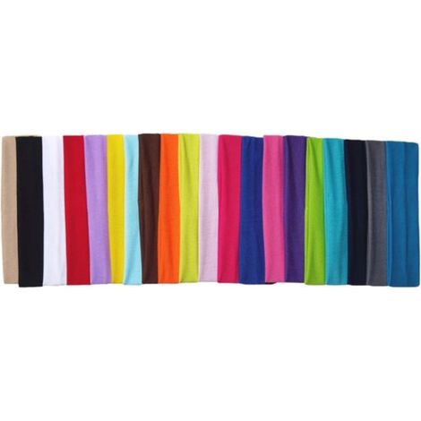 Bandeau femme - 20 pièces - Set de Bandeaux cheuveux - 20 x 5 cm - Bandeaux femme - 20 couleurs assorties - Bandeaux cheuveux Sport Yoga - Bandeau Sports - Bandeau sport (1/5)