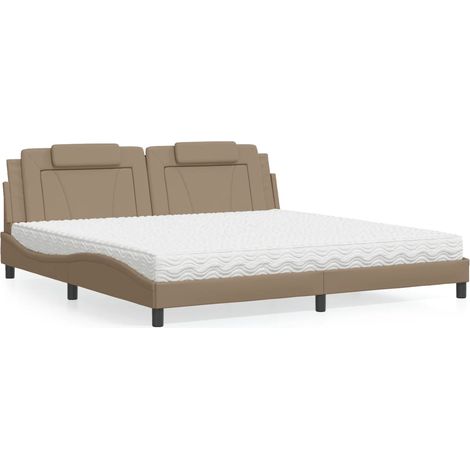 Cama Viana con colchón cuero sintético capuchino 200x200 cm vidaXL (1/5)