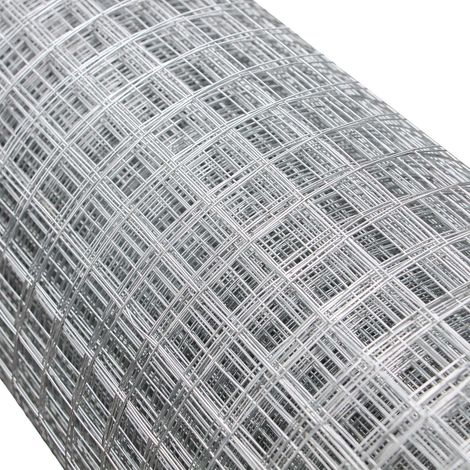 Wiltec Maschendrahtzaun 1 m x 25 m, 0,75 mm Drahtstärke 16x16 mm Maschengröße, Volierendraht 4-Eck aus Stahl verzinkt, Drahtgitter, Vogeldraht