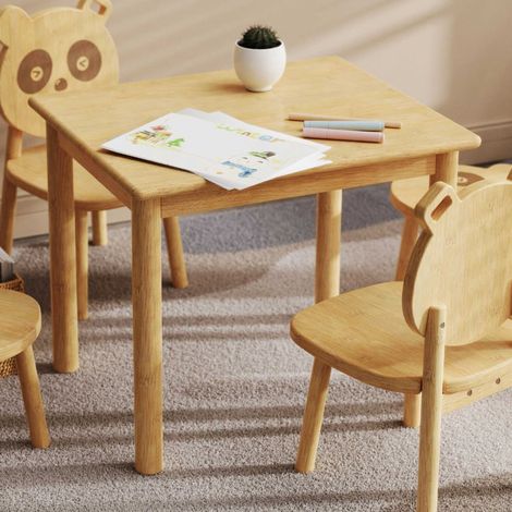 Table pour enfants Panda - 60x50x50cm - bois de bambou (1/5)