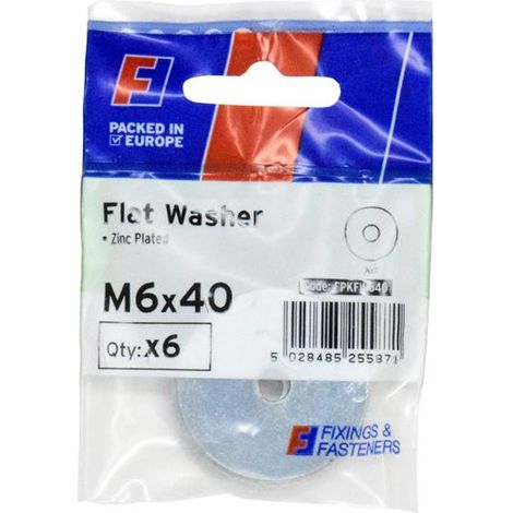ForgeFix FPKFW640 Flat Washers ZP M6 x 40mm ForgePack 6 FORFPKFW640