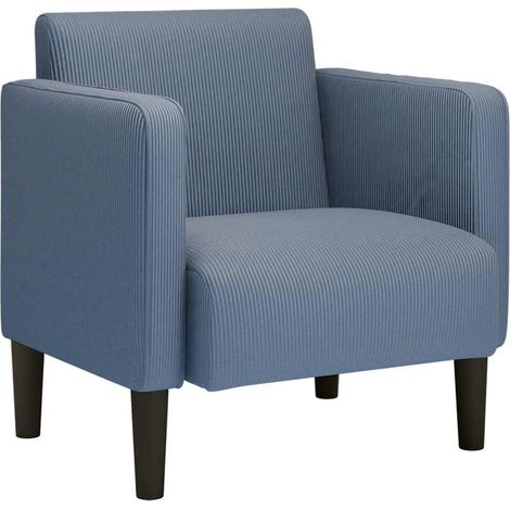Canapé-chaise accoudoirs bleu 54 cm tissu velours côtelé (1/5)