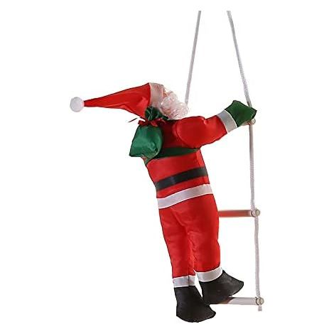 Weihnachtsmann klettert eine Strickleiter hinauf – Hängende Weihnachtsdekoration – Weihnachtspuppe – Dekoration für Weihnachtsbaum, Kamin, Wand, Fenster, Party (1 Person, 30 cm, 2 Stück) (1/5)