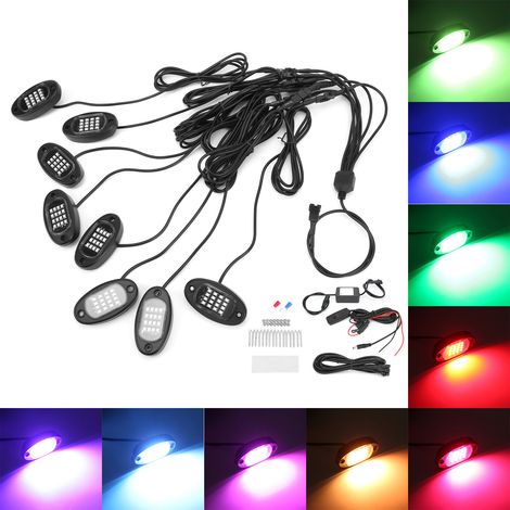 Éclairage d'ambiance LED sous caisse avec télécommande Bluetooth 1V8 pour camions tout-terrain, quads, SSV et motos (1/5)