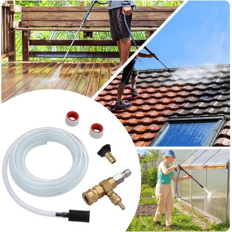 Chemical Injector Kit, 4000 PSI Chemical Injector Kit for High Pressure Washer Downstream Injector Kit with 3/8 Inch Quick Connect, Adjustable Soap Dispenser, Flow Rate 2-5GPM