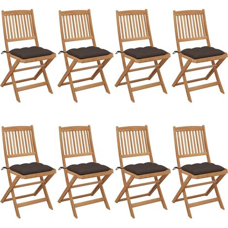 Klappbare Gartenstühle 8 Stk. mit Kissen Massivholz Akazie