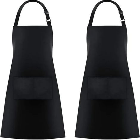 Set of 2 Kitchen Aprons with Dual Pockets for Men and Women NOIR TABLIER DE CUISINE (1/5)