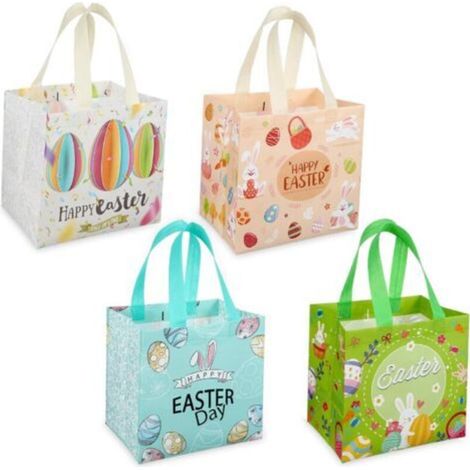Lote de 4 sacos de chasse aux œufs de Pâques avec poignées, réutilisables, adorables lapins à la recherche d'œufs, sacs de Pâques non tissés, pour emballer des cadeaux, chasse aux œufs, accessoires de