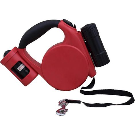 Laisse rétractable pour chien avec lampe torche amovible et support de rangement pour sacs à déjections canines, frein à une main-AquaForge