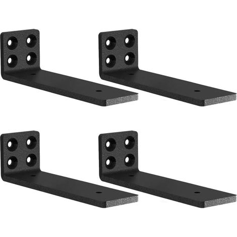 Pack Shelf Brackets for Scaffold Boards, Heavy Duty Black Floating Shelf Bracket, 5mm Thick Wall Mounted Brackets for Shelves up to 50kg (20cm) MUMU (1/4)