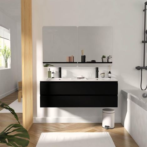 SORRENTO 120 cm Doppelwaschtisch mit Keramikarbeitsplatte