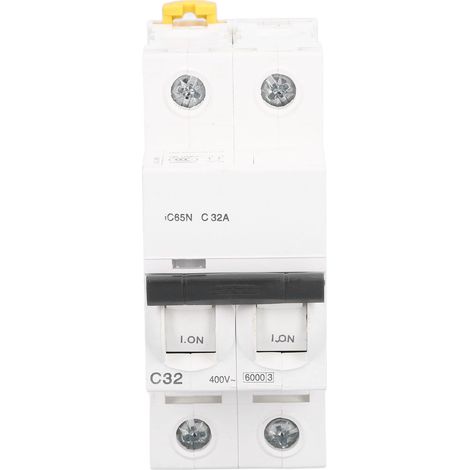 Disjoncteur 2P 32A pour Rail DIN, Protection de Circuit AC 400V, Disjoncteur Miniature Basse Tension