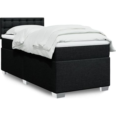 Boxspringbett mit Matratze Schwarz 80x200 cm Stoff (1/5)