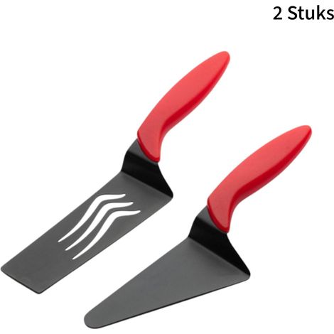 Lot de 2 pelles à pizza en acier inoxydable - Résistantes à la chaleur et antidérapantes - Pour la cuisson au four et en salle - Renforcées et durables - Long manche - Rouges (1/5)