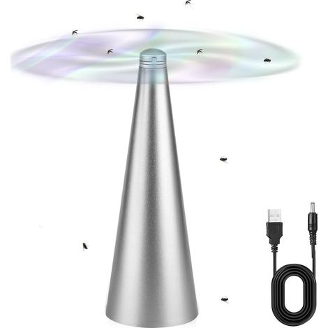 Ventilateur anti-mouches suspendu – Ventilateur anti-insectes portable / Ventilateur de table – Idéal pour la maison, les repas, les pique-niques et les barbecues – Argenté (1/5)
