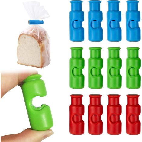 Lot de 12 Pinces à Sachets Alimentaires Réutilisables, Clips de Fermeture Hermétique pour Pain, Snacks, Café et Congélateur, Pinces Plastique (1/4)