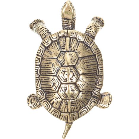Ornement de bureau en forme de tortue, modèle rétro en laiton, fabriqué par Brass Turtle Craft.-5.00X3.50X2.00CM-Golden (1/2)