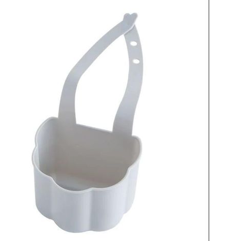 Panier égouttoir d'évier Évier de cuisine vidange savon porte-éponge salle de bain panier de rangement sac support de robinet évier réglable (Gris) (1/4)