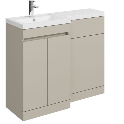 Balterley Tean 1000mm Floor Standing Compact Unit with Left Hand Polymarble Basin - Pebble Grey