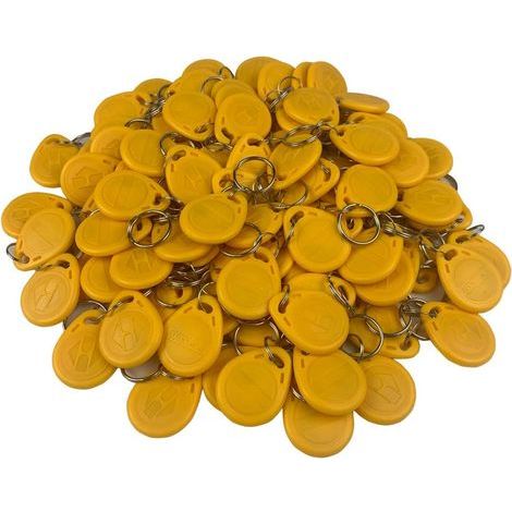 100 RFID 125KHz Key Fobs, Yellow ABS, TK4100 Read Only Chip, For Access Control (1/4)