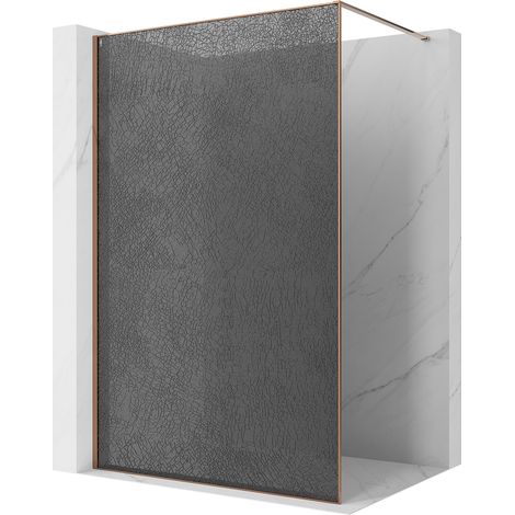 Mexen Kioto Duschwand Walk-in 140 x 200 cm, Crackle Graphit 12 mm, Roségold - 800-140-101-60-44-X (1/5)