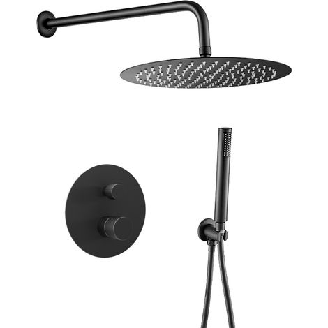 Ducha empotrada monomando pared negro 25 cm mate BY004-NG Valaz