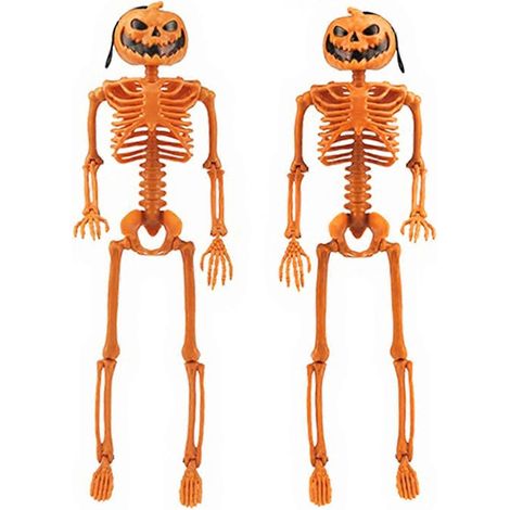 40 Cm citrouille Head squelette, Movable Joint, pour Halloween fête effrayant décoration,2pcs