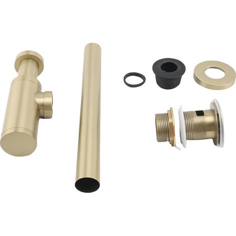 Kit vidange lavabo inox 304 mural – Évacuation bassine tuyau droit salle bain doré, salle de bain (1/5)