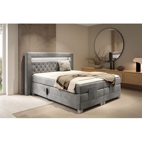 Boxspringbett Elektrisch Bett ARMANDO 200x200cm in Stoff Fresh Grau (1/2)