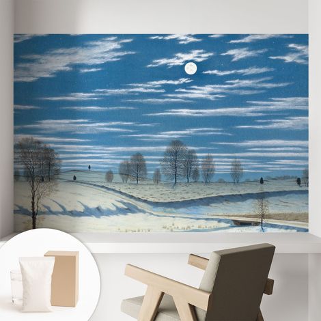 Papier peint intissé décoratif avec colle pour salon chambre et bureau Installation rapide Paysage hivernal 104x70 cm (1/5)