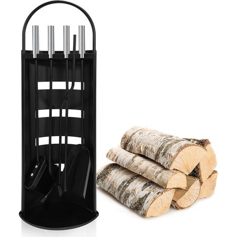 Wolketon Juego de herramientas para chimeneas de acero inoxidable de 5 piezas que incluye herramientas para chimeneas / estufas de leña (1/5)