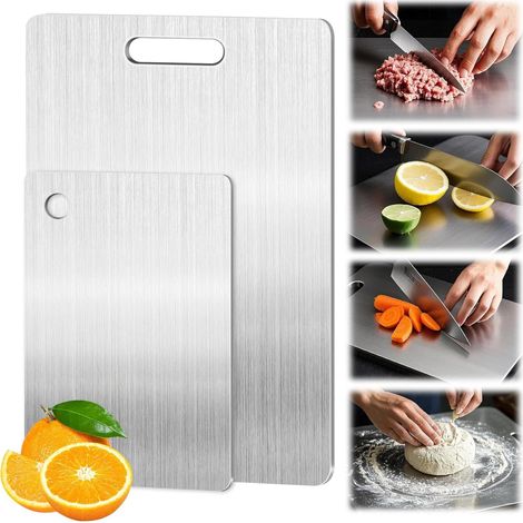 Lot 2 planches découper titane inox 304 viande légumes (1/5)