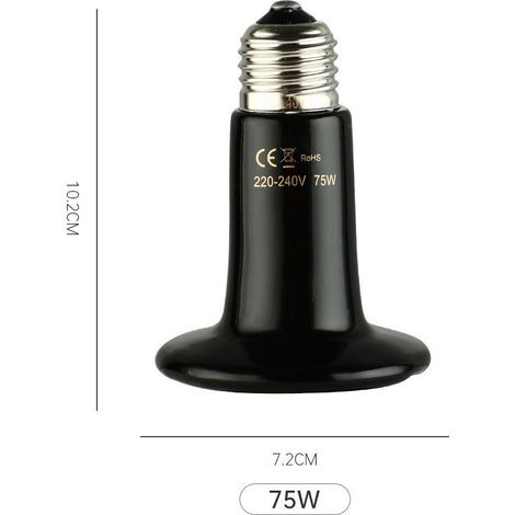 Set di 2 lampade riscaldanti in ceramica da 75 W per animali arrampicatori (rettili, tartarughe, lucertole, pappagalli), lampada solare con controllo della temperatura e luce notturna. (1/5)