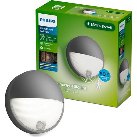 Philips Capricorn Aplique de pared exterior con Sensor (Antracita) Luz blanca cálida - 2700K - IP44 (1/5)