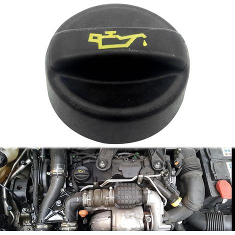 Bouchon Huile Moteur, Bouchon De Remplissage D'Huile Moteur pour Peugeot, 9670015080,9675477380, Engine Oil Filler Cap, Engine Oil Filler Cap, Applicable à C2 C3 C4 207 208 301 308 508 2008 3008 5008 (1/5)