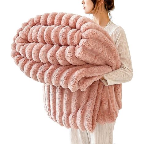 Plaid luxueux pour canapé, double face, confort et chaleur, pour la maison ou le bureau, 100 x 150 cm, rose (1/5)