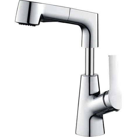Robinet d'évier, inox, 2 modes, monocommande, eau chaude/froide (1/2)