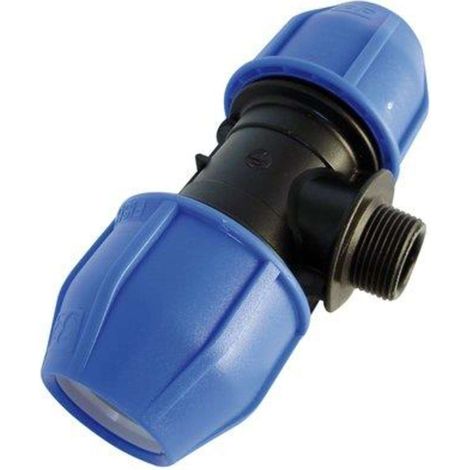 Tè di derivazione per tubo in polietilene 25 mm uguale e maschio 20x27 mm