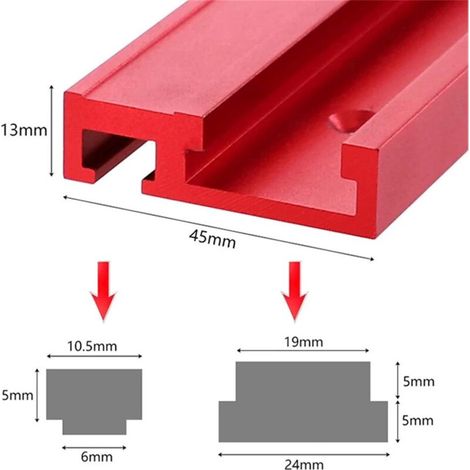 Rail à onglet en T 800 mm – Aluminium durable pour bois – Mini rail pour fixation de clôture – Accessoire pour scie sur table