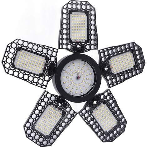 Projecteur LED pour garage ultra-lumineux, flux lumineux 2994 lumens, 6000K, éclairage d'atelier LED avec 6 panneaux déformables, culot à vis E26/E27, ampoules LED blanc froid. (1/5)