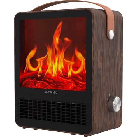 Chauffage Céramique de Table Basse Consommation 1500 Ceramic Flames. 1500W, Lumière Effet Flammes, Thermostat Réglable, 2 Modes, Triple Système de Sécurité, Idéal pour 15 m², Noir (1/5)