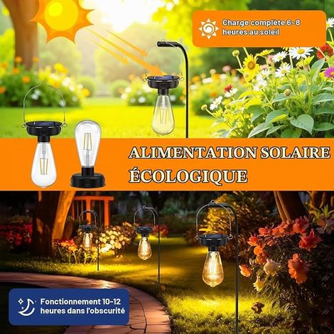 Ampoule Exterieur Lampe Solaire Jardin Rechange, Solaire Lanterne de Rechange avec Ampoule LED Éclairage Solaire D'extérieur Décoration (1/4)