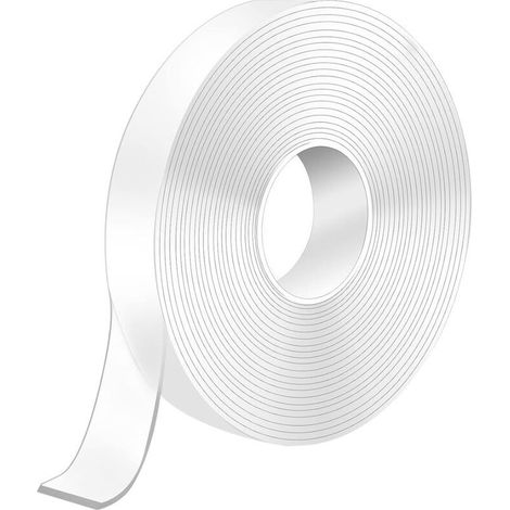 5M Scotch Double Face Extra Fort, 5M x 2CM x 2MM Scotch Transparent Double Face Lavable, Réutilisable Ruban Adhésif Double Face Accroche Tableau Sans Percer pour Cadre Photo Tapis (1/5)