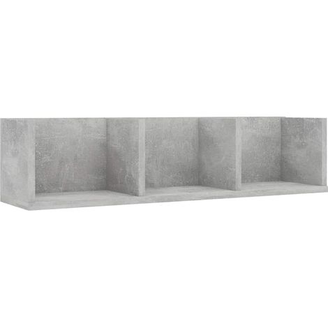 vidaXL Estante de pared para CD contrachapada hormigón 75x18x18cm (1/2)