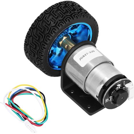Ensemble moteur à encodeur, arbre CW/CCW, moteurs à engrenages CC avec roue de support pour voiture d'équilibre, 12 V CC, 530 tr/min (1/5)