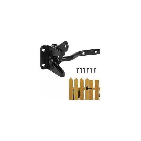 Pestillo automático negro para puerta de jardín, cerradura para puerta de jardín con 6 tornillos para puerta de cerca Willow Farm - Crezuo