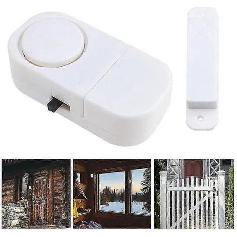 Alarme de fenêtre, lot de 2 mini alarmes sans fil pour porte et fenêtre, système d'alarme antivol avec capteur magnétique pour la maison (1/5)