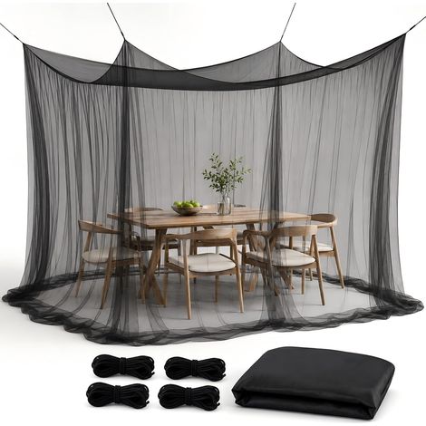 Moustiquaire d’extérieur 300x300x250 cm avec 4 X 6 m et Sac, Noir (1/5)