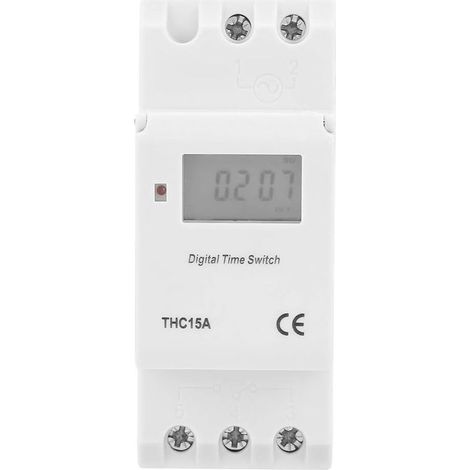 Commutateur de minuterie 15A, 220-240VAC 16A Digital LCD Power Weekly Programmable Timer Relay Switch DIN Rail Digital Programmable (1/5)