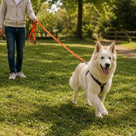 Laisse chien 1,50 m orange largueur 25 mm (1/4)
